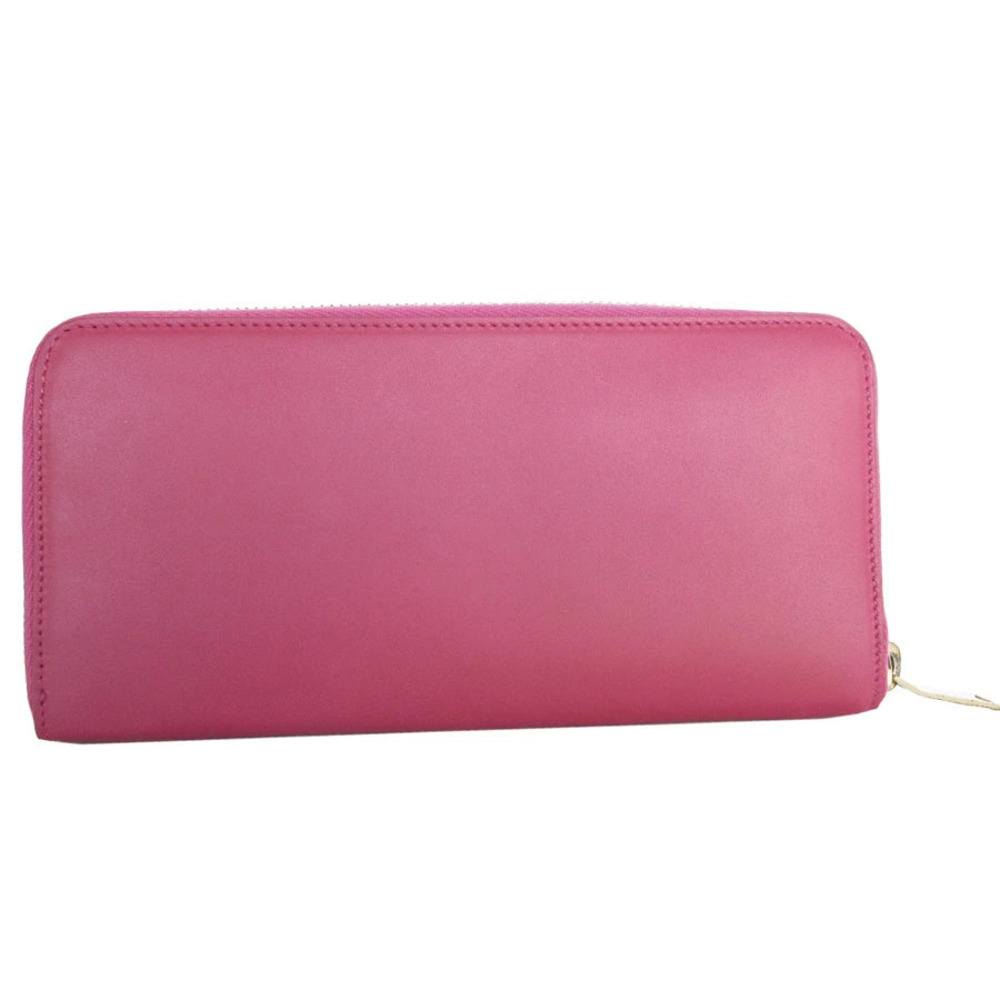 Saint Laurent long pink round leather wallet zipper Pink